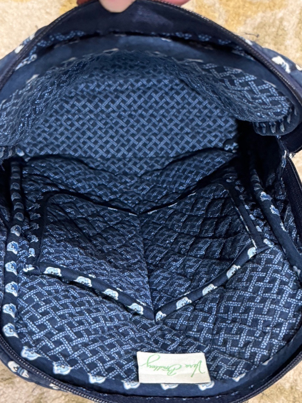 Vera Bradley Mini Backpack Quilted Cotton Navy Blue Medallion - Picture 6 of 12